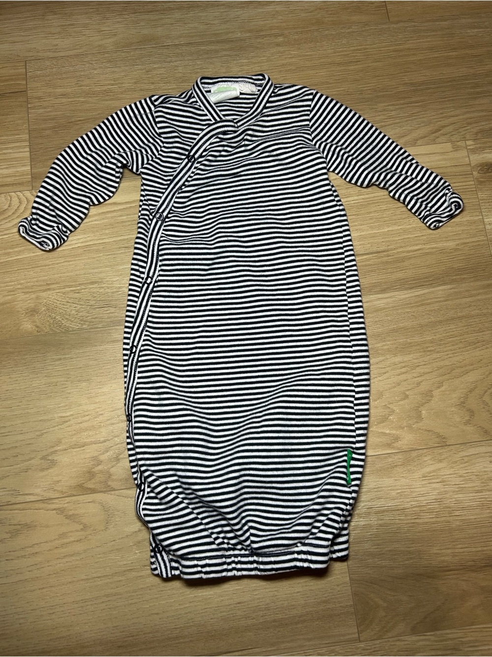 Striped Black and White Infant Sleep Gown - Long Sleeve